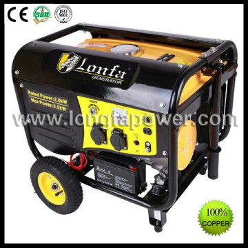 5kw 6.5kVA Handles &amp; Wheels Gerador Portátil de Gasolina